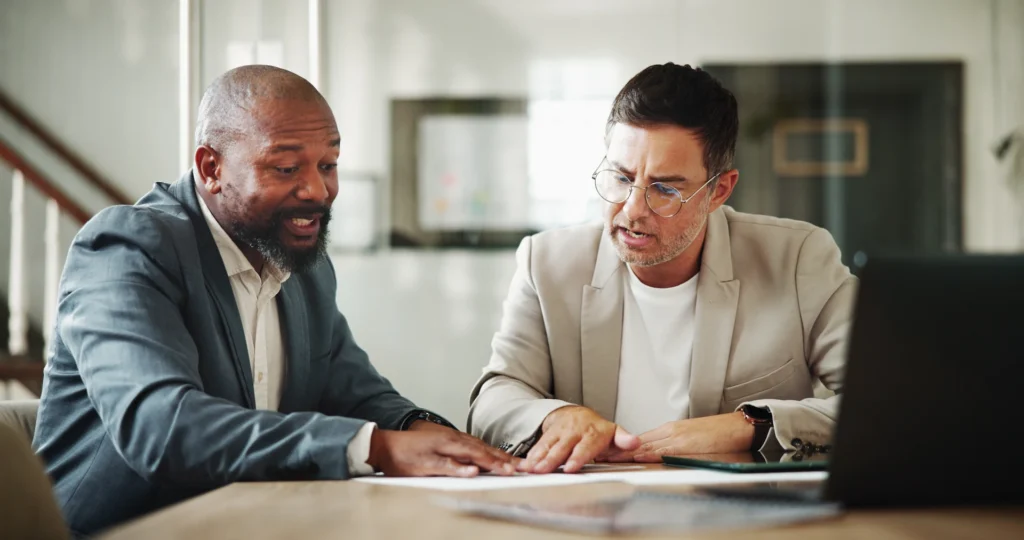 High net worth individual meeting with his financial advisor.